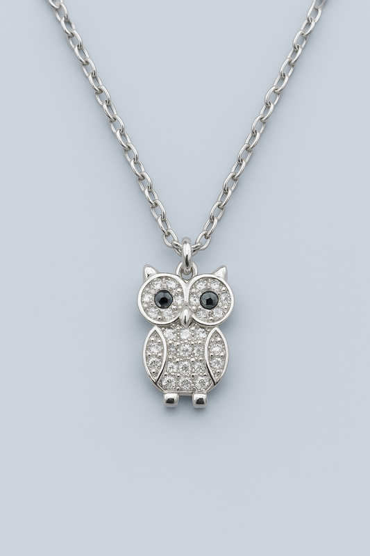 Sparkling Owl Pendant Necklace