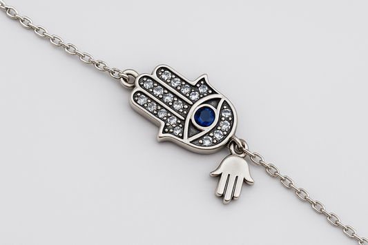 S925 Hamsa Hand with all seeing eye