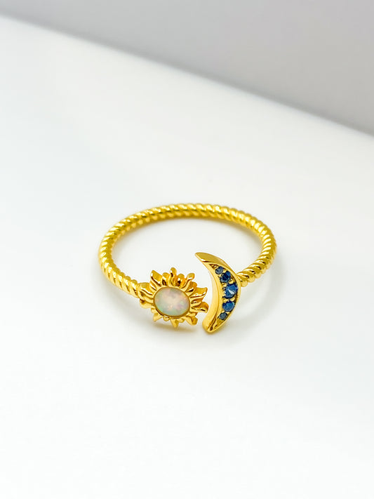 Celestial Gold Sun & Moon Ring