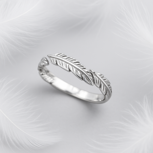 S925 Unisex Feather Ring
