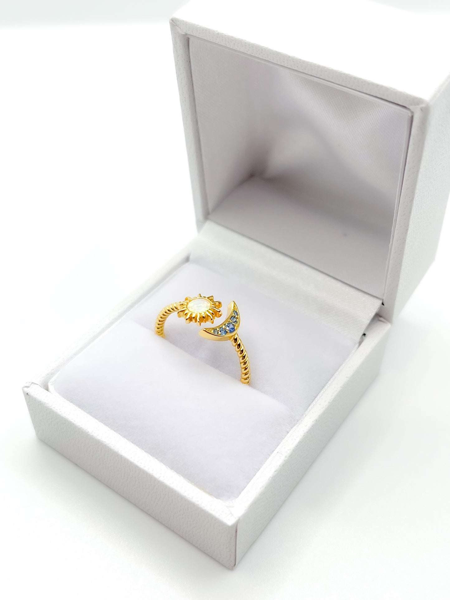 Adjustable Gold Sun & Moon Ring