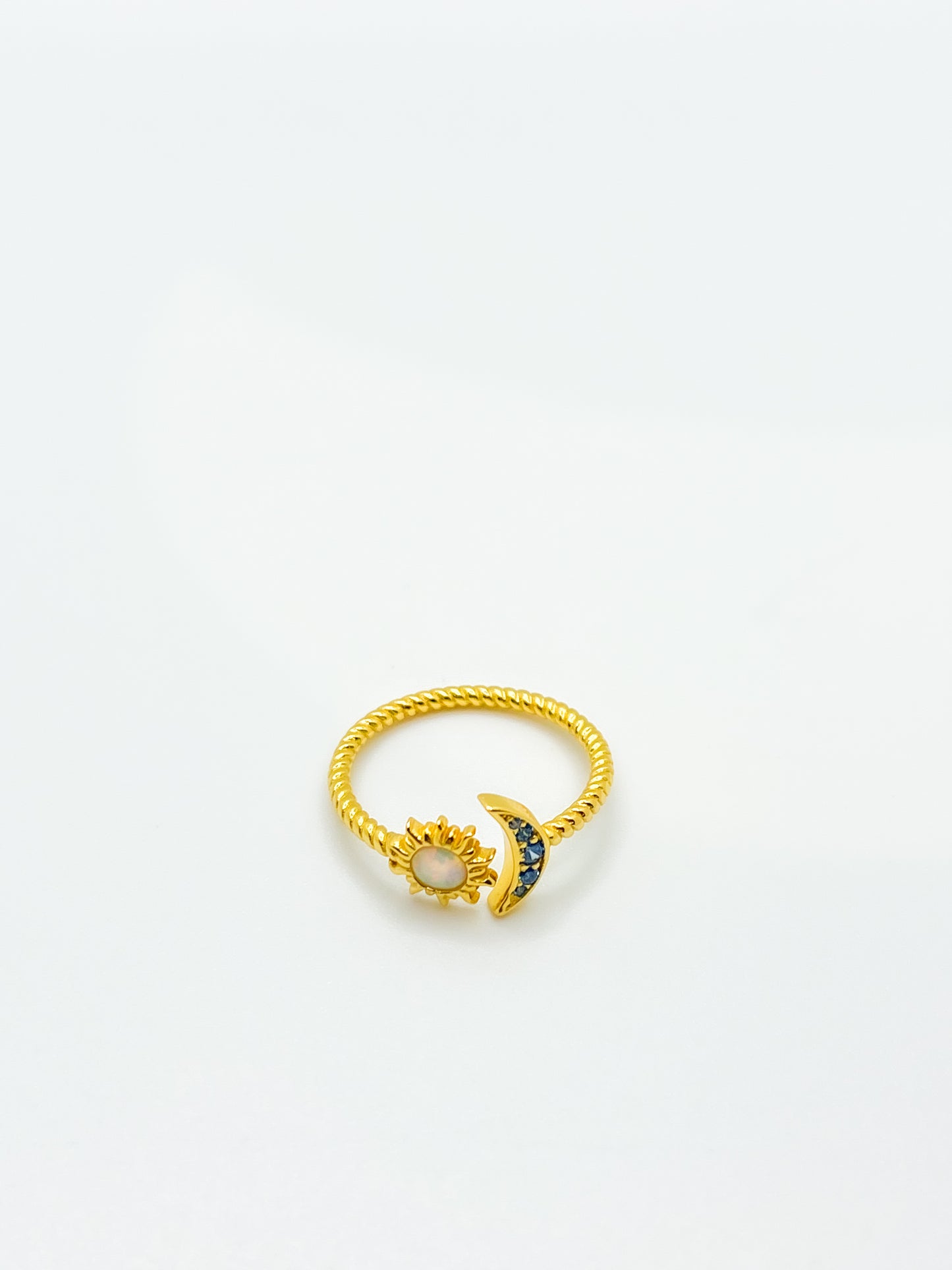 Adjustable Gold Sun & Moon Ring