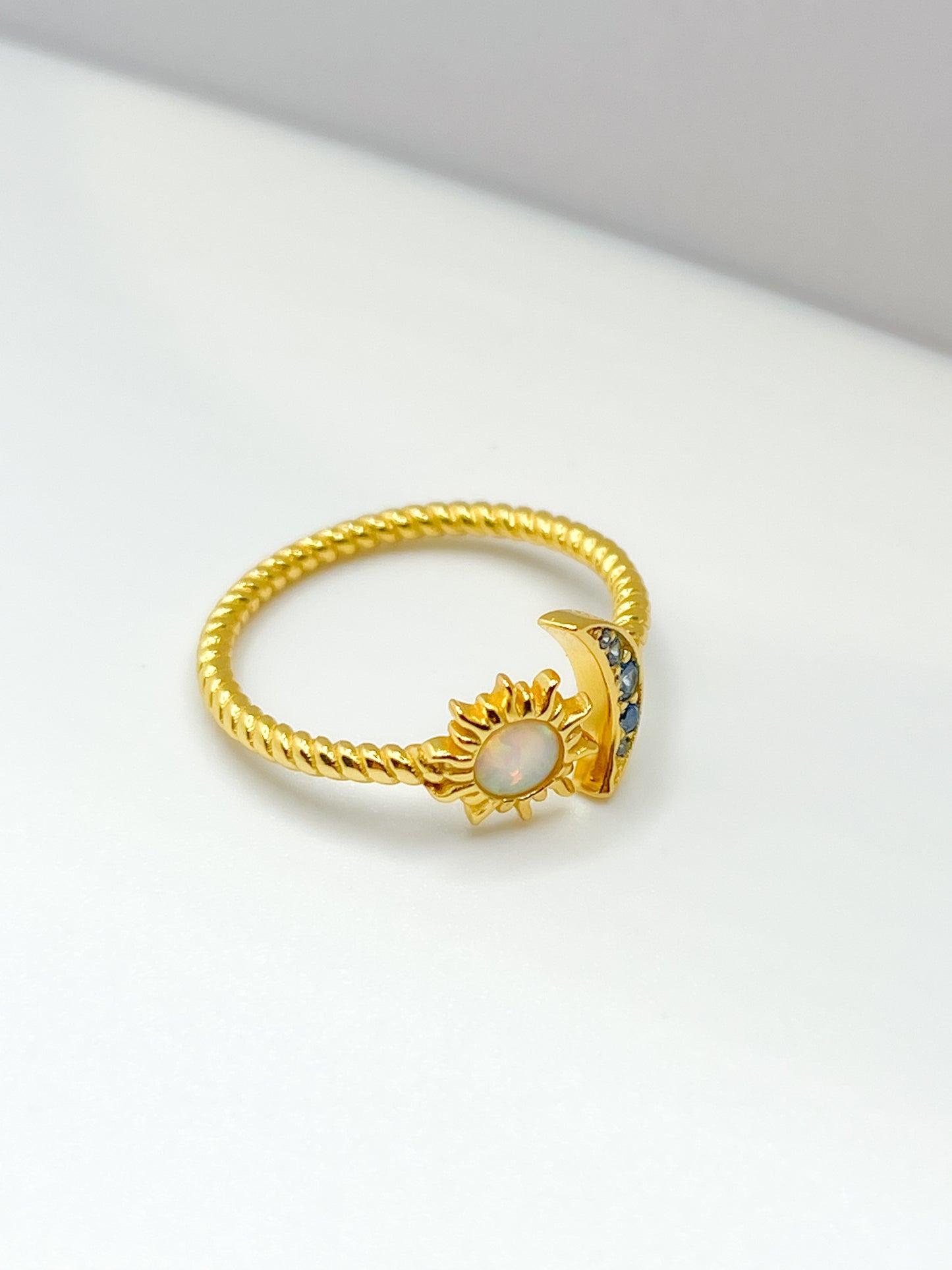 Adjustable Gold Sun & Moon Ring