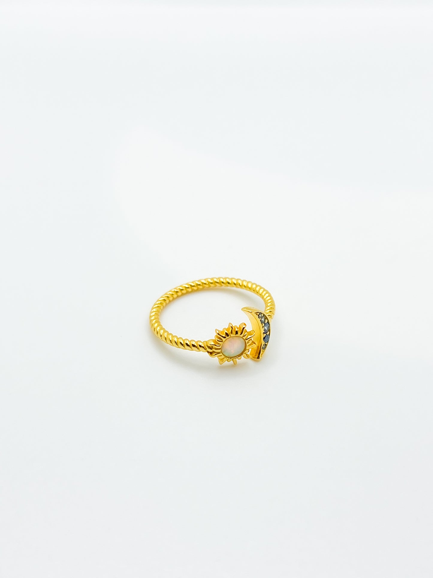 Adjustable Gold Sun & Moon Ring