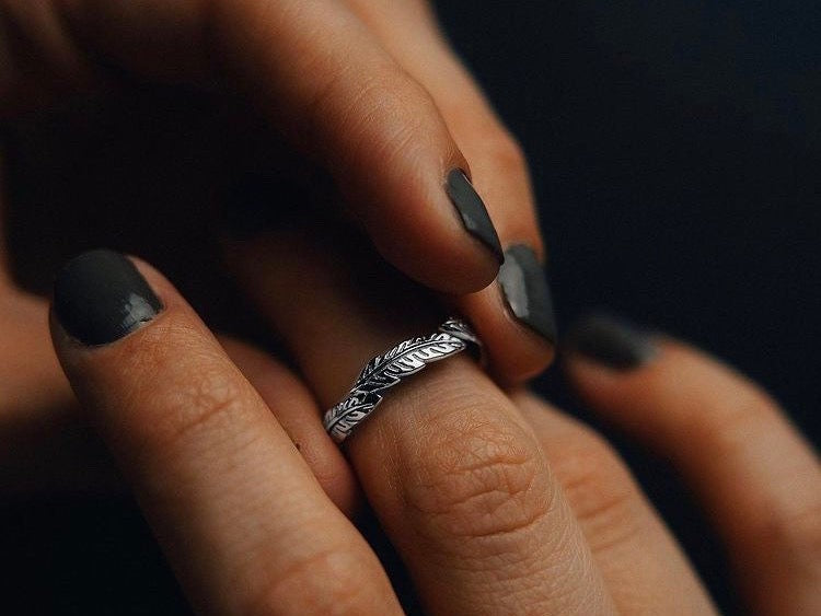 S925 Unisex Feather Ring