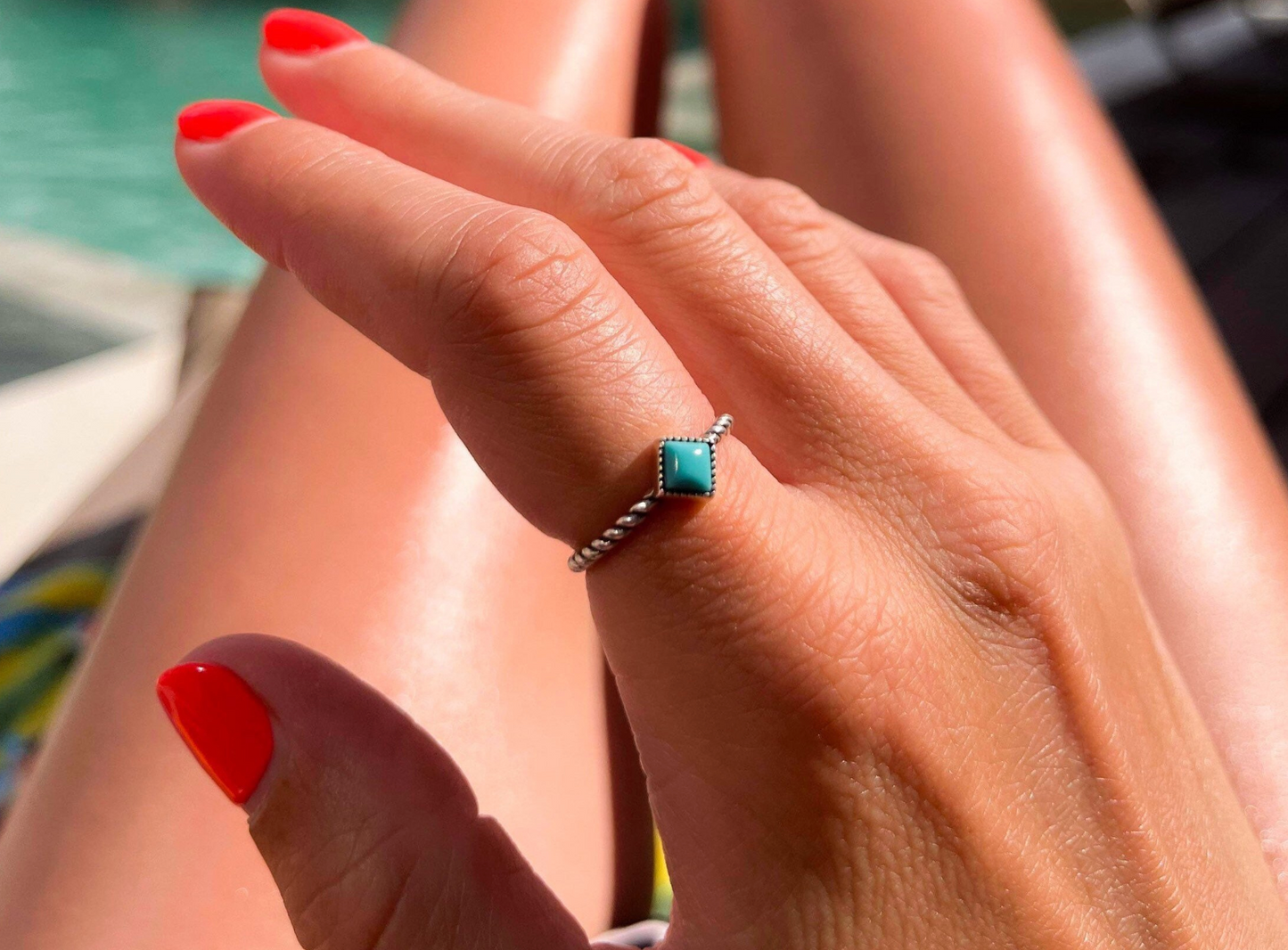 Turquoise Boho Adjustable Ring