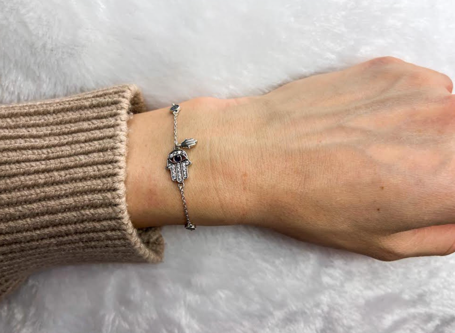S925 Hamsa Hand with all seeing eye