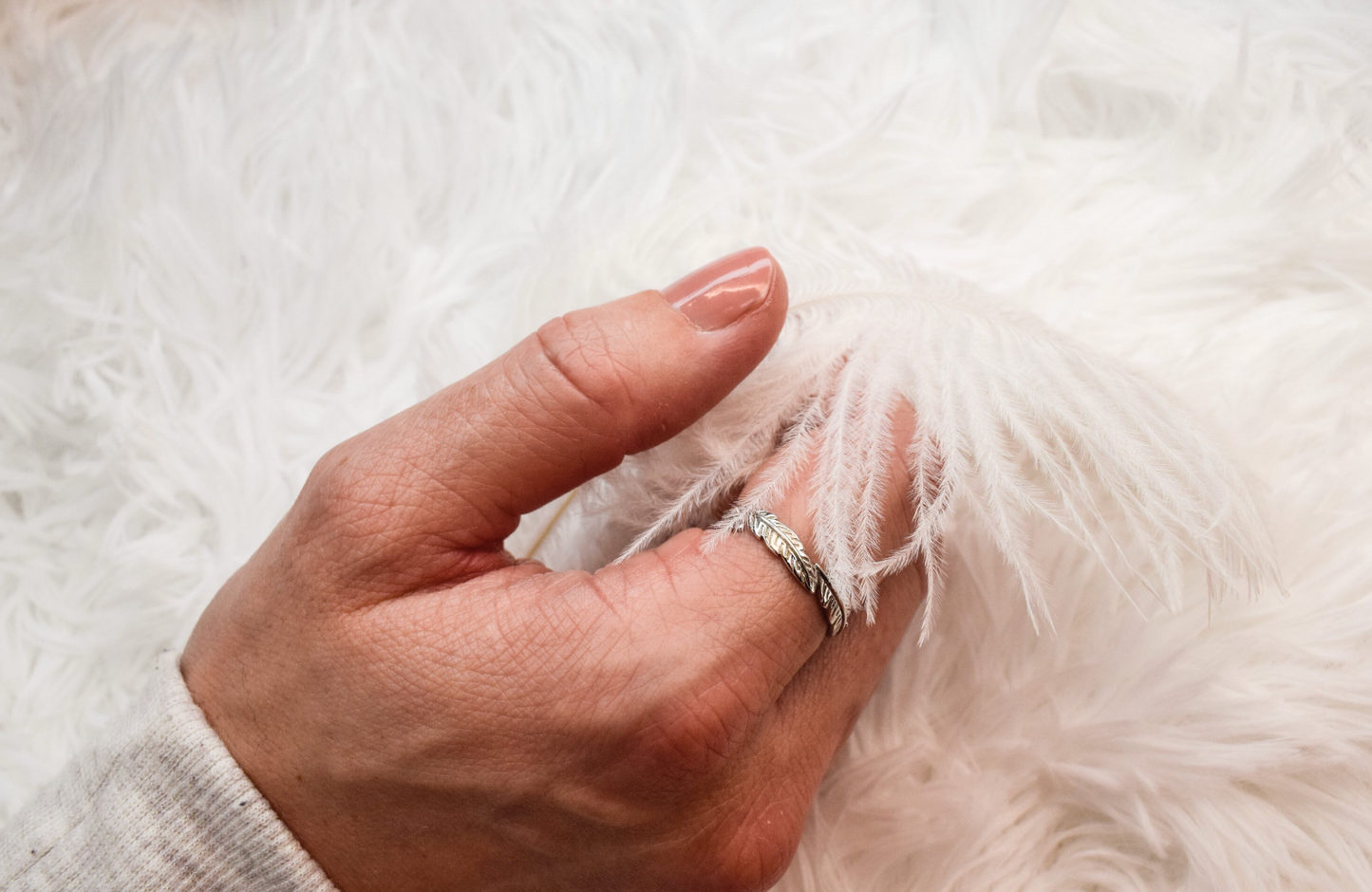 S925 Unisex Feather Ring