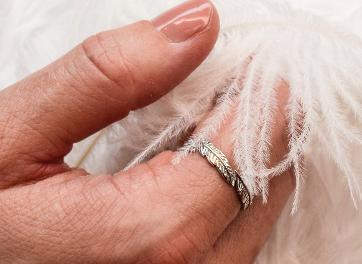 S925 Unisex Feather Ring