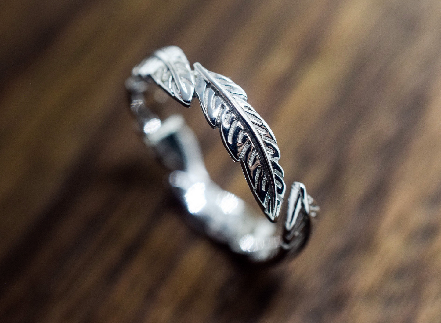 S925 Unisex Feather Ring