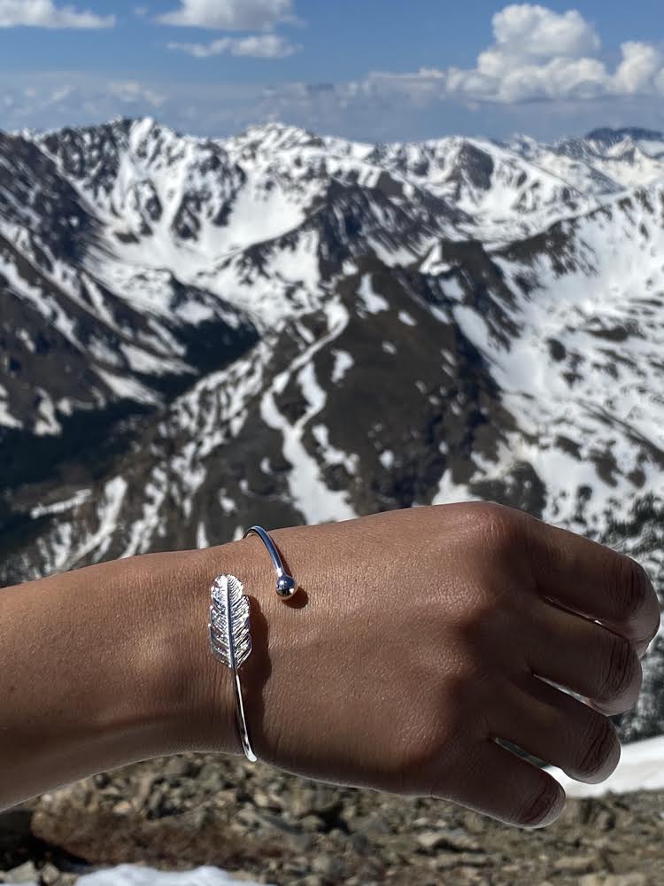 S925 Feather Swirl Bangle