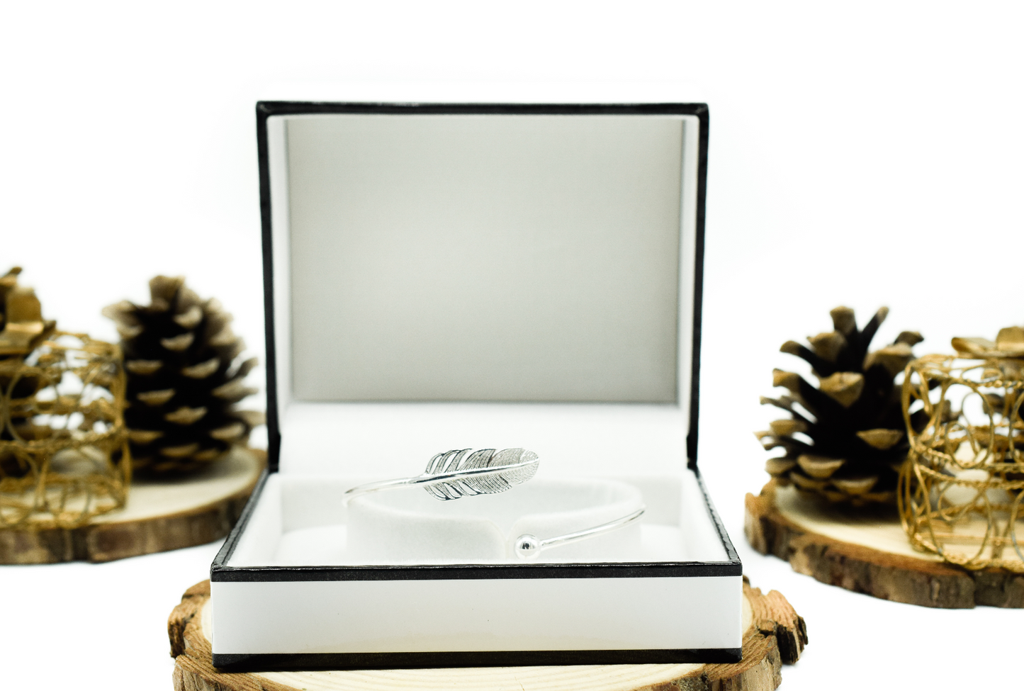 S925 Feather Swirl Bangle