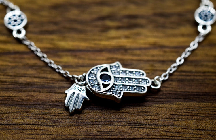 S925 Hamsa Hand with all seeing eye