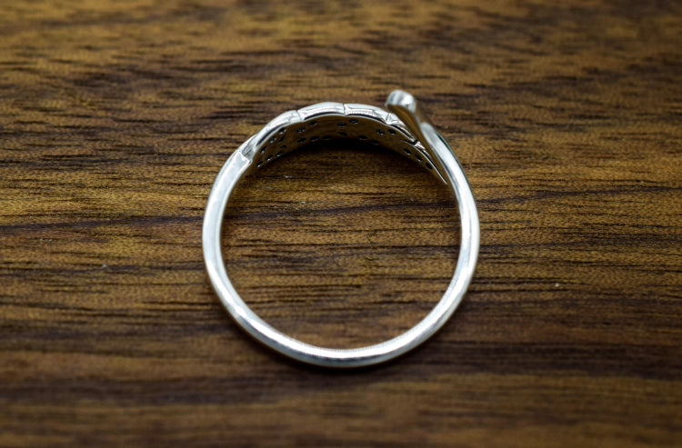 S925 Zirconia Crystal Feather Ring