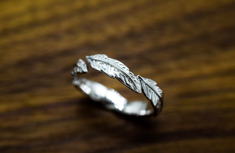 S925 Unisex Feather Ring