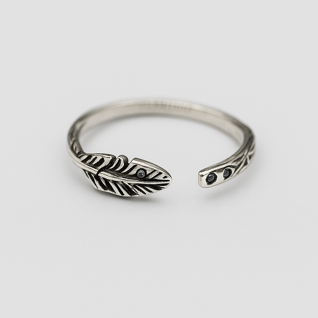 Luxury 925 Sterling Silver Feather Ring