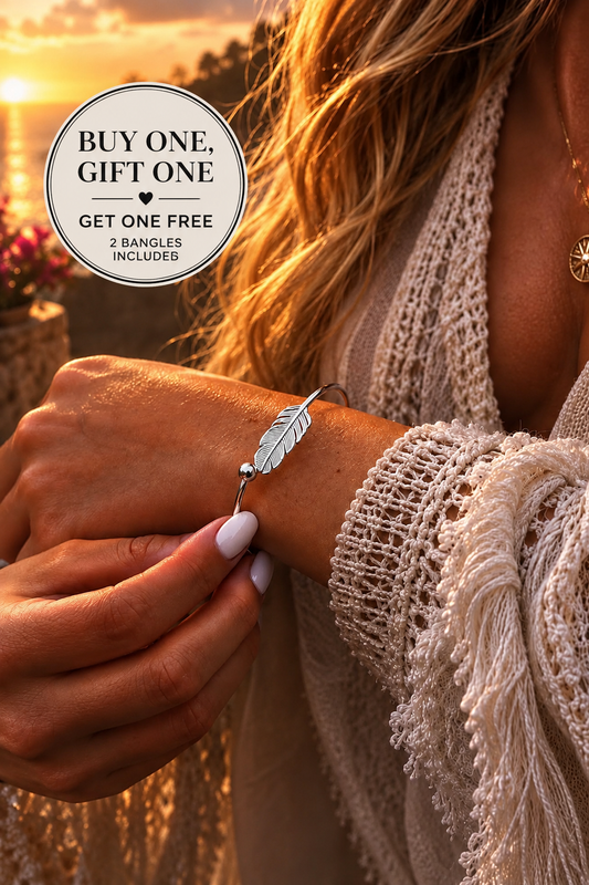 Sterling Silver Feather Bangle